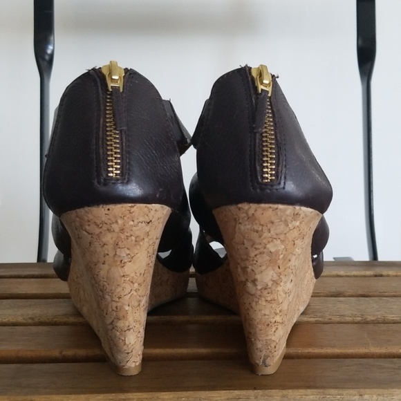 Ann Taylor LOFT Brown/Gold Studded Wedge Heel - Picture 4 of 4